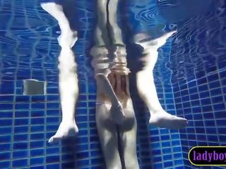 Big tits ladyboy teen blowjob in a pool before anal adult video