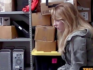 Blonde fucked by a security guard at the back office - dirty clip at Ah-Me