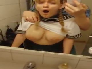 Busty daughter getting fucked in bathroom