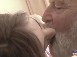 Old Young - Big prick Grandpa Fucked by Teen she licks thick old man cock