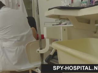 Charming brunette hospital hidden cam footage