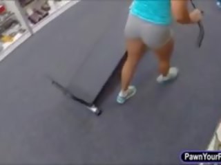 Muscular Chick Let The adolescent Fuck Her Hard Inside The Pawnshop