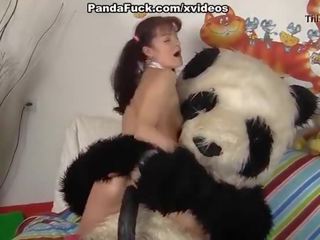 Inviting lassie fucks with nasty panda bear