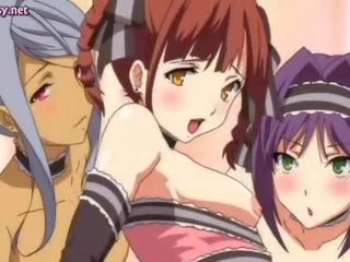 Lascive anime babes sharing a phallus