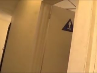 Ebony harlot Adriana Malao lustful 3some In Mens Toilet Room