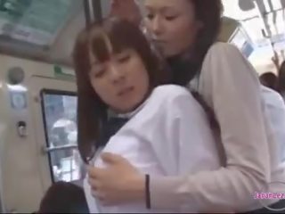 Girl Getting Her Tits And Ass Rubbed spooning Nipples Sucked On The Bus