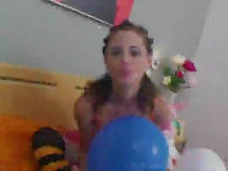 Batty 18yo Teen Caprice Jumping Onto Balloons To Pop Them!