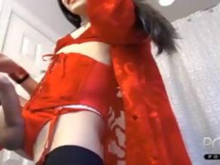 Red lingerie Femboy huge putz Online