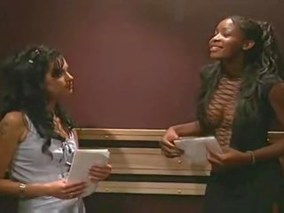 Turned on Interracial lesbian xxx clip show in elevator